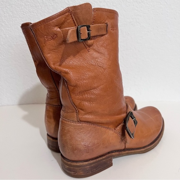 Frye Veronica Whiskey Short Mid Calf Belted Leather Moto Boots 7 - Picture 7 of 16